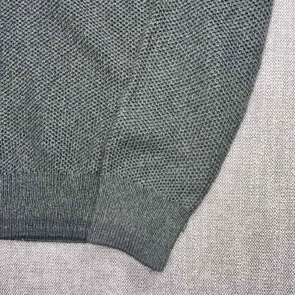 Ben Sherman Mens Canopy Green Open Knit Mock Neck Quarter Zip Sweater BS34SR031